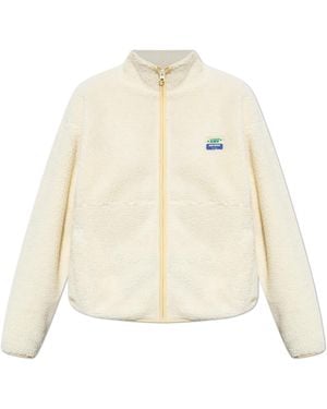 American Vintage Furry Sweatshirt With Logo Patch - Natural