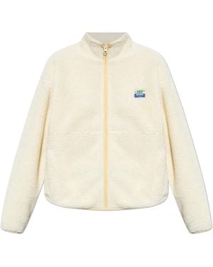 American Vintage Furry Sweatshirt With Logo Patch - Natural
