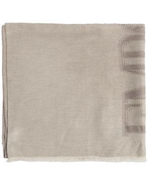 Emporio Armani Scarf With Logo - Natural
