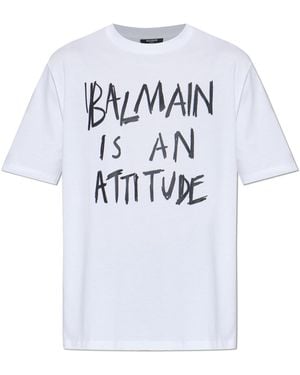 Balmain T-Shirt With Printed Logo - White