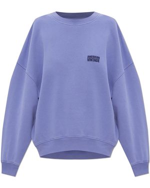 American Vintage Sweatshirt With Printed Logo - Purple
