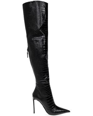 Tom Ford 'Vertigo' Leather Heeled Knee-High Boots - Black