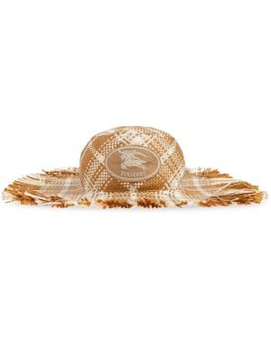 Burberry Straw Hat With Logo - Brown