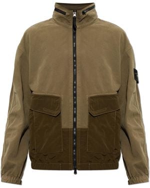 Stone Island Jacket With A Concealed Hood - Green