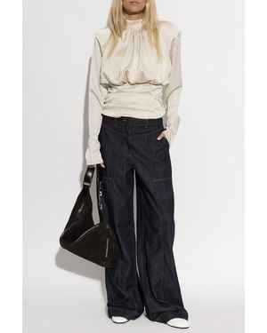 Self-Portrait Wide-Leg Jeans - White