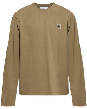Stone Island T-Shirt With Logo - Natural