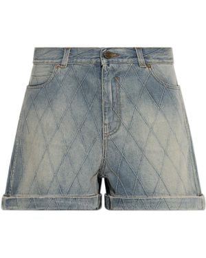 Balmain Denim Shorts With A 'Vintage' Effect - Grey