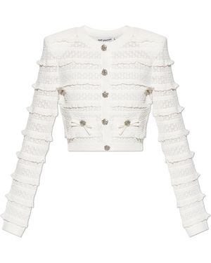 Self-Portrait Cardigan With Lace Inserts - White