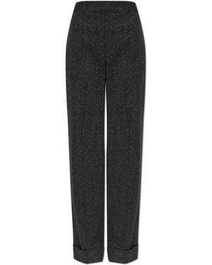 McQueen Wool Trousers With Pintuck Detailing On The Legs - Black