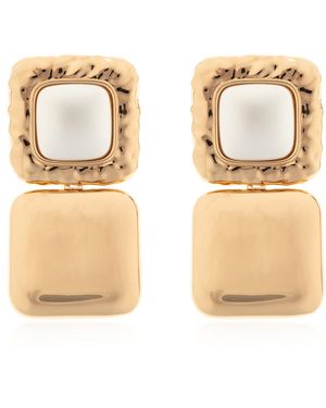 Self-Portrait Earrings With Shimmering Crystals - Natural