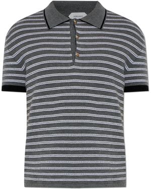 Versace Striped Pattern Polo - Grey