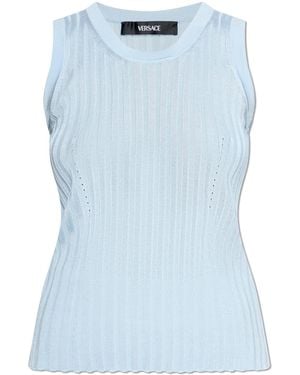 Versace Ribbed Sleeveless Top - Blue