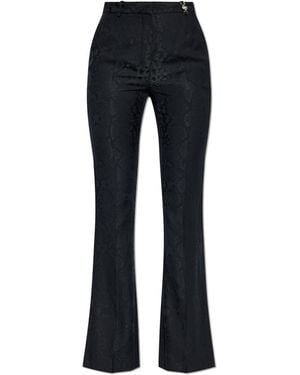 Versace Creased Trousers With Animal Print - Black