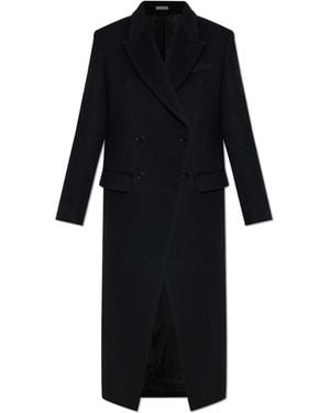 McQueen Double-Breasted Wool Coat - Black