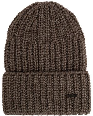 DSquared² Wool Beanie With Patch - Brown
