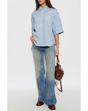Ami Paris Cotton Striped Shirt - Blue