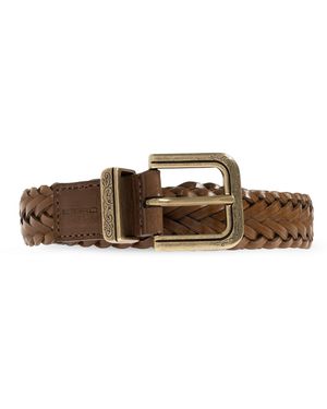 Etro Leather Belt With Decorative Braid - Brown