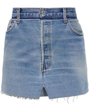 Vetements Denim Skirt With A Vintage Effect - Blue