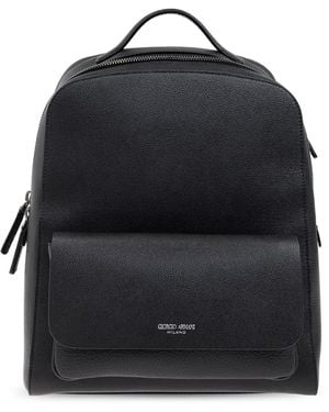 Giorgio Armani Leather Backpack - Blue