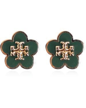 Tory Burch Earrings With Floral Motif - Green