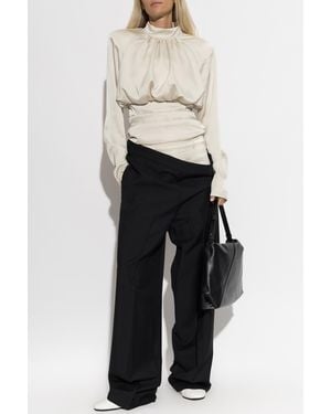 ROTATE BIRGER CHRISTENSEN Satin Draped Top - White