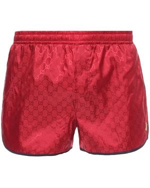 Gucci Monogram Bee Embroidery Swim Shorts - Red