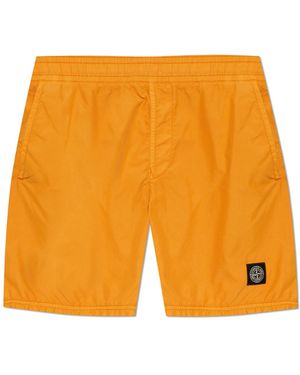 Stone Island Logo Swim Shorts - Orange