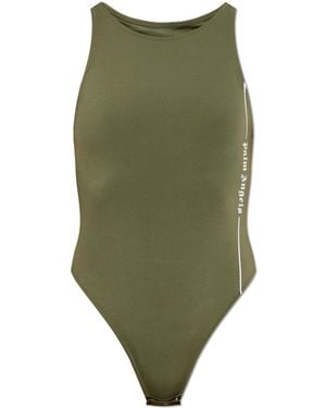 Palm Angels Bodysuit With Printed Logo - Green