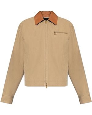 Versace Jacket With A Leather Collar - Natural