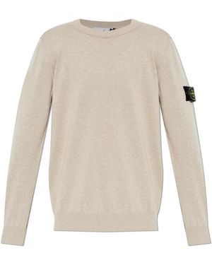 Stone Island Jumper With Logo Patch - White