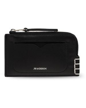 JW Anderson Leather Card Holder With Logo - Black
