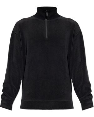 Giorgio Armani Fleece Sweatshirt With A Stand-Up Collar - Black