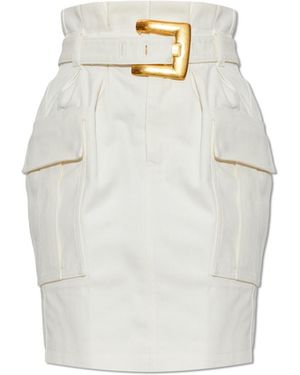 Balmain 'Cargo' Skirt With Belt - White