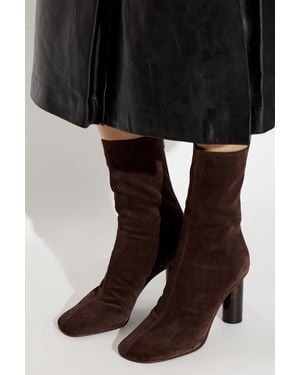 Paris Texas Suede Heeled Ankle Boots 'Alice' - Black
