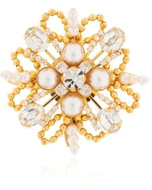 Balmain Brooch With Shimmering Crystals - Metallic