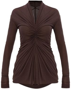 Rick Owens Top With A Decorative Neckline - Brown