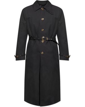 Versace Cotton Coat With Print - Black