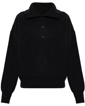 Ami Paris Wool Jumper With Collar - Black