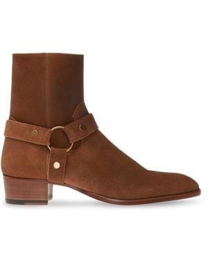 Saint Laurent 'Wyatt Harness' Ankle Boots - Brown