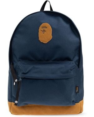A Bathing Ape Backpack With Logo - Blue