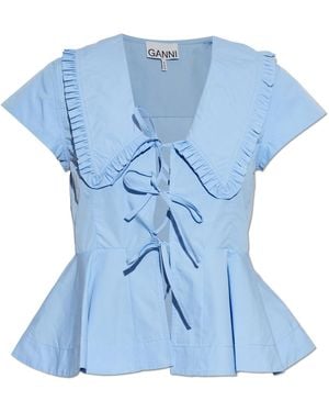 Ganni Peplum Top - Blue