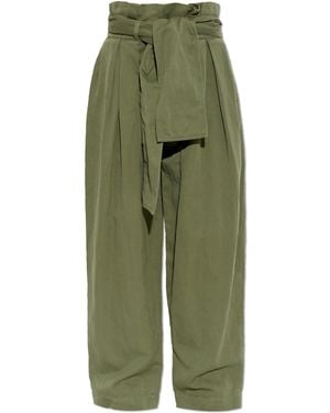 Balmain High-Waisted Trousers With A Belt - Green