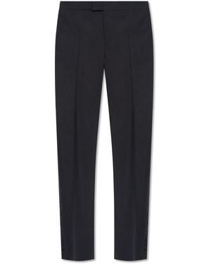 Versace Slightly Tapered Pleat-Front Trousers - Blue