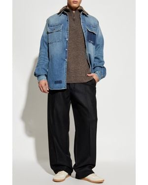 Maison Margiela Sweater With A Zip-Up Collar - Blue