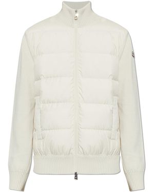 Moncler Cardigan With Quilted Front - White