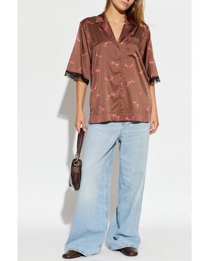 Ganni Shirt With Floral Motif - Blue