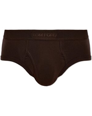 Tom Ford Cotton Briefs With Logo - Black