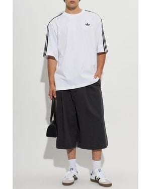 adidas Originals Denim Shorts With Wide Legs - White