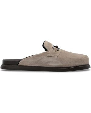 Ferragamo Suede Slides 'Santiago' - Brown