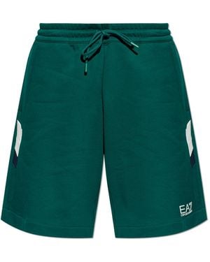 EA7 Sweat Shorts With Printed Logo - Green